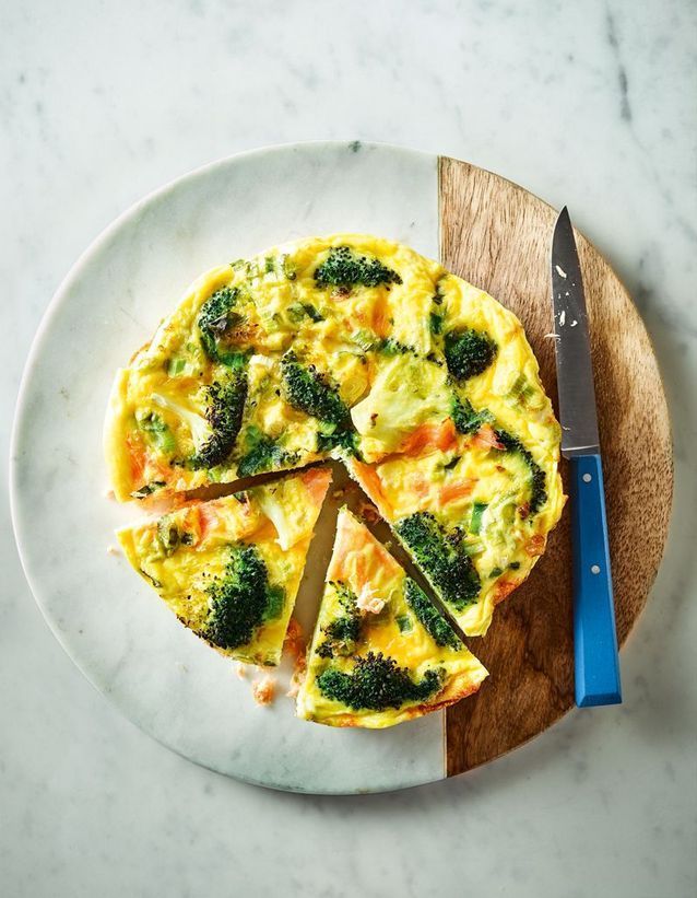 Quiche sans pâte au saumon fumé et brocoli